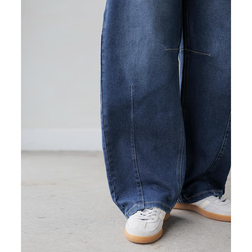 パンツ バレルレッグ デニム 選べる 2丈 レディース ボトムス カーブパンツ ジーパン ジーンズ ウエストゴム 総ゴム ストレッチ ワイドパンツ ボトム 伸縮性 | HUG.U | 07