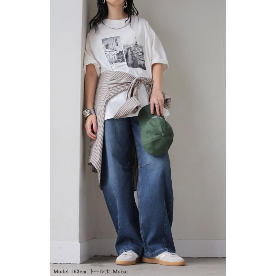 パンツ バレルレッグ デニム 選べる 2丈 レディース ボトムス カーブパンツ ジーパン ジーンズ ウエストゴム 総ゴム ストレッチ ワイドパンツ ボトム 伸縮性 | HUG.U | 10