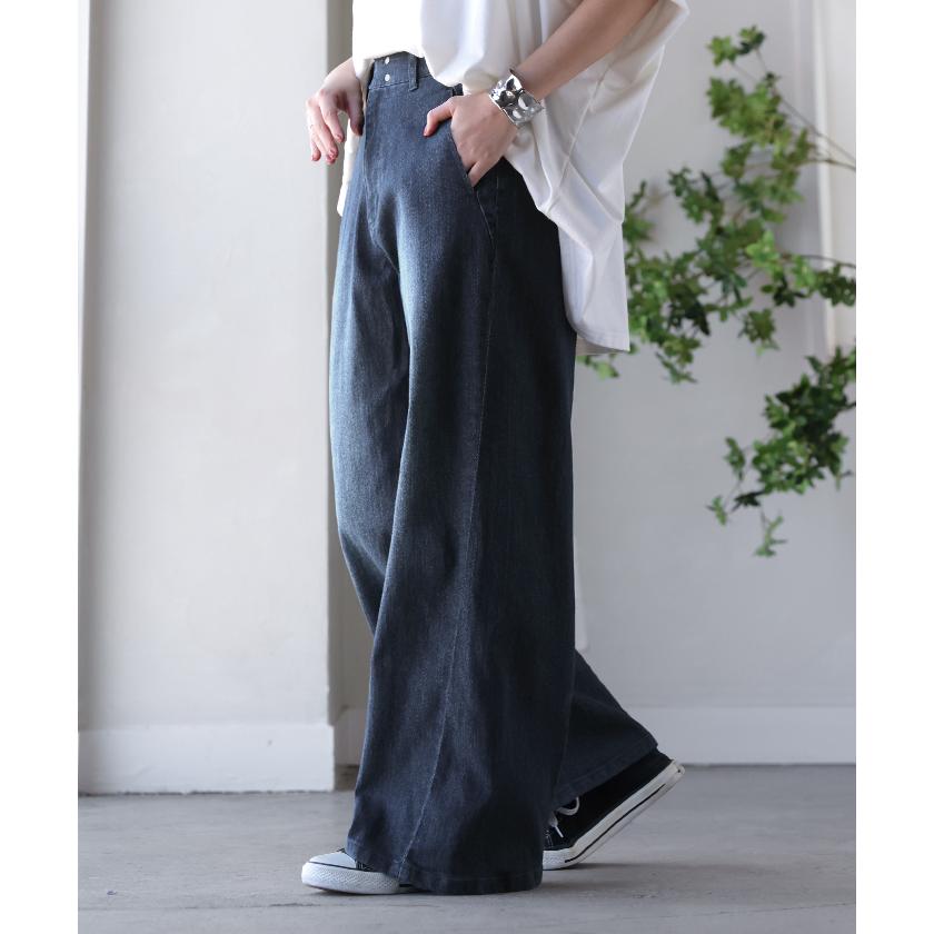 パンツ デニム ワイド レディース ジーパン ワイドパンツ 選べる 2丈 ロング ロングパンツ ストレート ストレッチ ボトムス ズボン ずぼん 伸びる ハイウエスト | HUG.U | 11