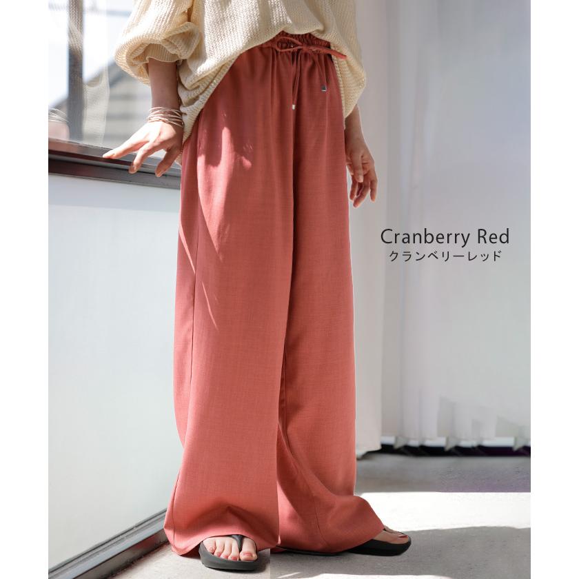 パンツ ワイド 楽ちん レディース ボトムス ボトム ロング ロングパンツ スラックス ワイドパンツ ストレートパンツ イージーパンツ ハイウエスト ウエストゴム | HUG.U | 17