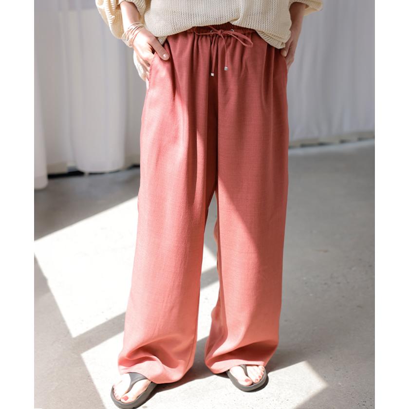 パンツ ワイド 楽ちん レディース ボトムス ボトム ロング ロングパンツ スラックス ワイドパンツ ストレートパンツ イージーパンツ ハイウエスト ウエストゴム | HUG.U | 10