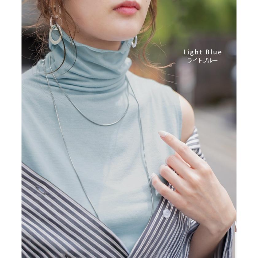 トップス UVカット インナー 吸水速乾 接触冷感 タートルネック レディース カットソー ノースリーブ ハイネック メロウ シアー 涼しい | HUG.U | 13
