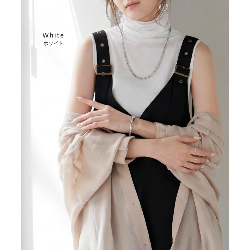 トップス UVカット インナー 吸水速乾 接触冷感 タートルネック レディース カットソー ノースリーブ ハイネック メロウ シアー 涼しい | HUG.U | 14