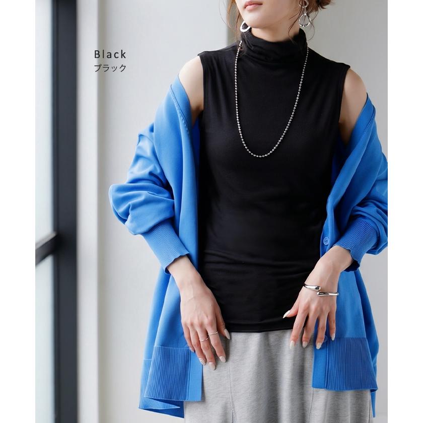 トップス UVカット インナー 吸水速乾 接触冷感 タートルネック レディース カットソー ノースリーブ ハイネック メロウ シアー 涼しい | HUG.U | 15