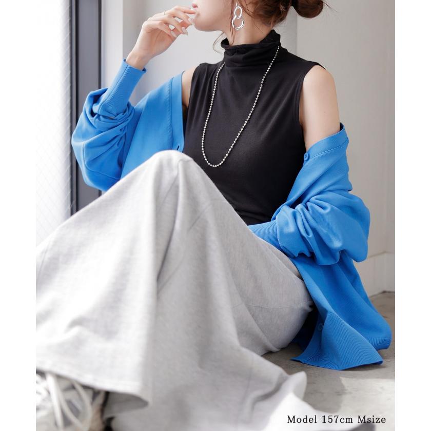 トップス UVカット インナー 吸水速乾 接触冷感 タートルネック レディース カットソー ノースリーブ ハイネック メロウ シアー 涼しい | HUG.U | 06