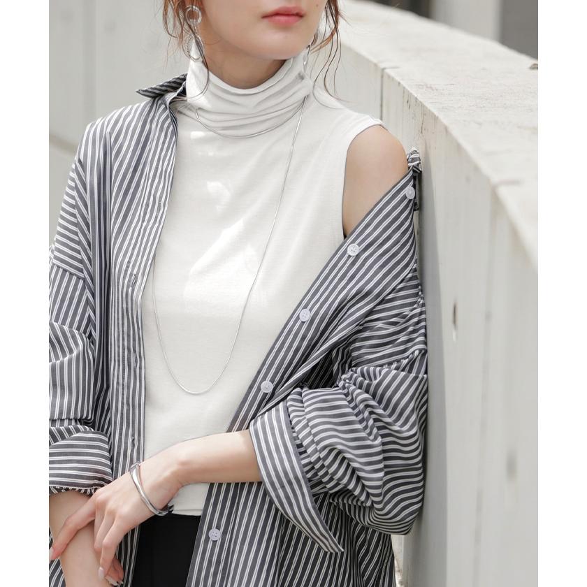 トップス UVカット インナー 吸水速乾 接触冷感 タートルネック レディース カットソー ノースリーブ ハイネック メロウ シアー 涼しい | HUG.U | 10