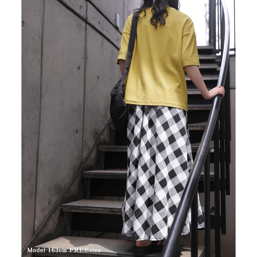 Tシャツ リブ とろリブ レディース トップス ロング カットソー ティーシャツ チュニック プルオーバー オーバー リブT クルーネック | HUG.U | 18
