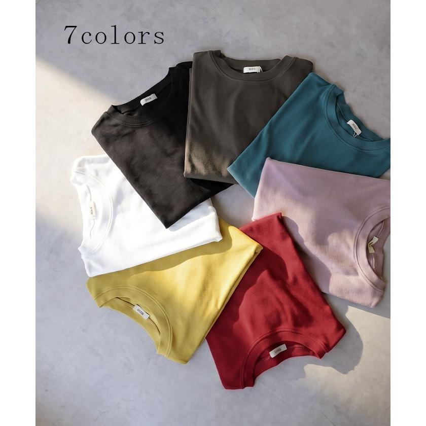 Tシャツ リブ とろリブ レディース トップス ロング カットソー ティーシャツ チュニック プルオーバー オーバー リブT クルーネック | HUG.U | 14