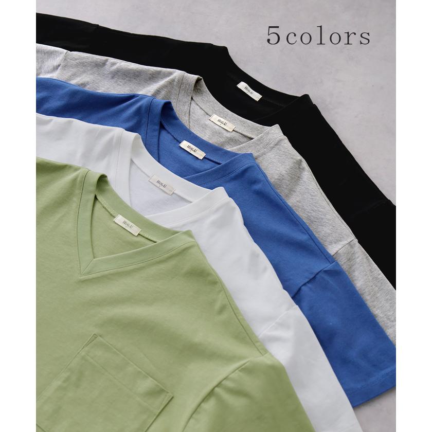 Tシャツ 汗ジミ軽減 綿100 レディース トップス ロング ティーシャツ チュニック プルオーバー オーバー ビッグ Vネック 吸水 撥水 | HUG.U | 16