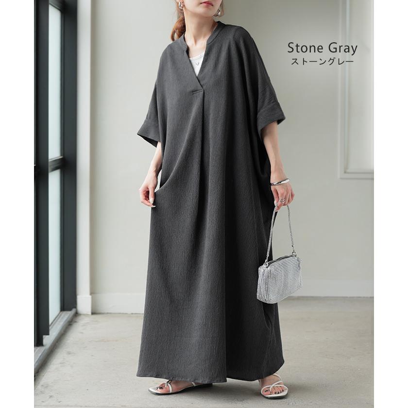 ワンピース ロング 楊柳 スキッパー レディース ワンピ ロングワンピース シャツワンピース ブラウス Aライン マキシ マキシワンピース | HUG.U | 15