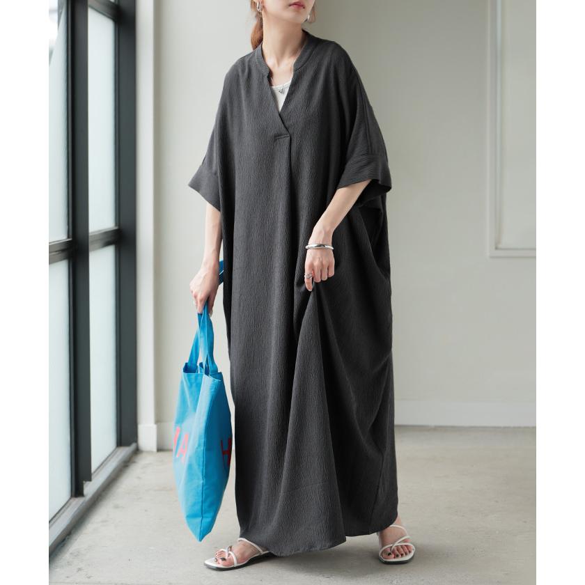 ワンピース ロング 楊柳 スキッパー レディース ワンピ ロングワンピース シャツワンピース ブラウス Aライン マキシ マキシワンピース | HUG.U | 09