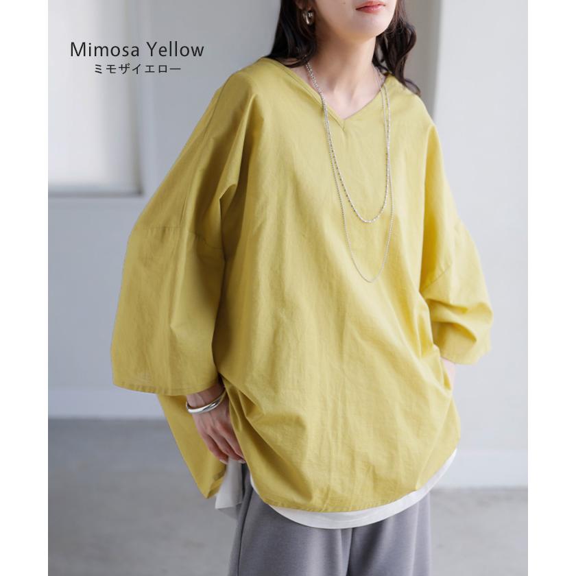 シャツ ブラウス 前後2WAY 綿 麻 レディース トップス ロング マルチウェイ ロングシャツ チュニック ノーカラー リネン コットン 透け | HUG.U | 16