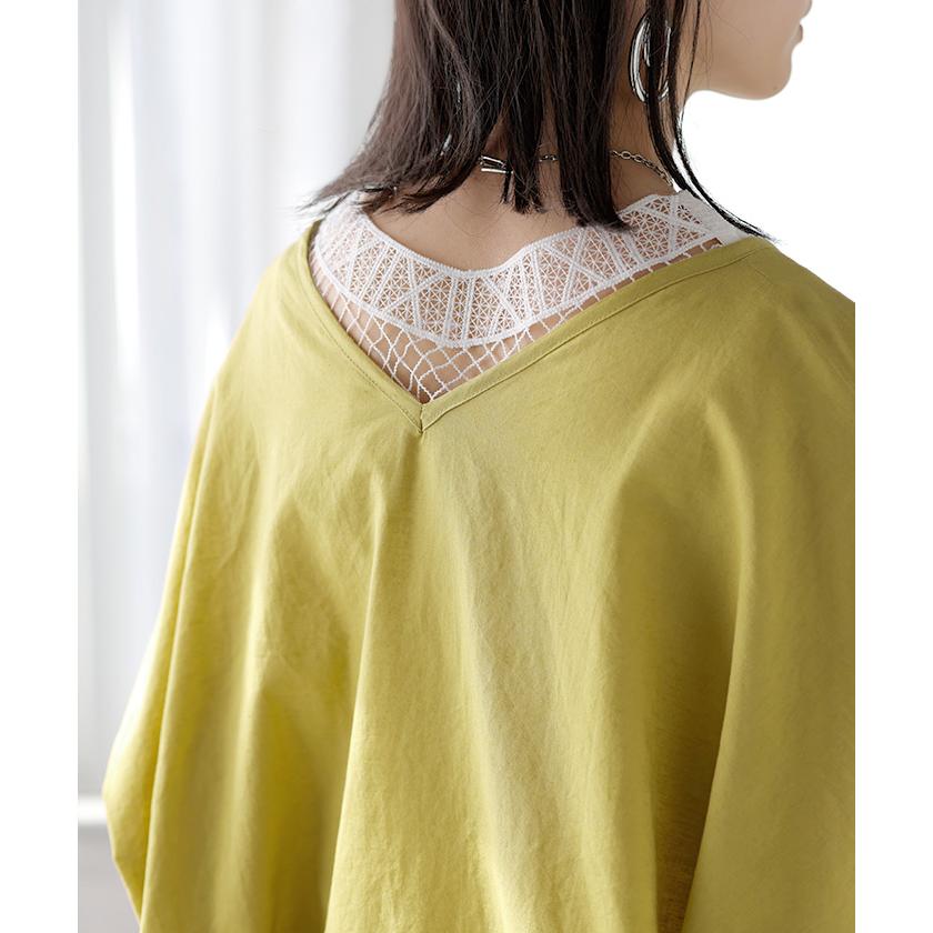 シャツ ブラウス 前後2WAY 綿 麻 レディース トップス ロング マルチウェイ ロングシャツ チュニック ノーカラー リネン コットン 透け | HUG.U | 24