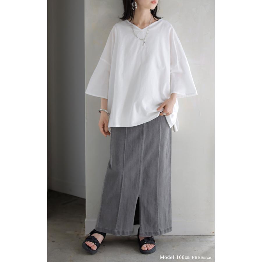 シャツ ブラウス 前後2WAY 綿 麻 レディース トップス ロング マルチウェイ ロングシャツ チュニック ノーカラー リネン コットン 透け | HUG.U | 07