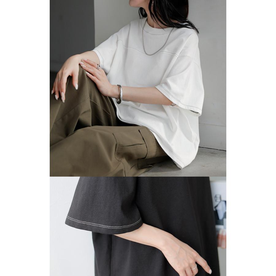 Tシャツ フットボール オーバーサイズ レディース トップス ロング ステッチ カットソー ティーシャツ チュニック ビッグ ユニセックス | HUG.U | 12