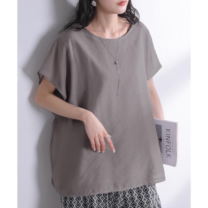 Tシャツ シアー レディース トップス ブラウス シャツ タンクトップ 一体型 接触冷感 シースルー チュニック カットソー ティーシャツ | HUG.U | 09