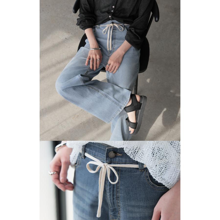 パンツ デニム ストレッチ レディース デニムパンツ ロング ジーンズ ジーパン 薄手 ボトムス ボトム ストレート ズボン ハイウエスト | HUG.U | 10