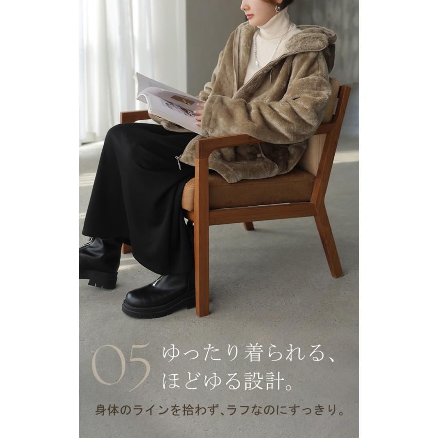 フリース ジャケット パーカー レディース アウター ジャケット ブルゾン 防風 防寒 防寒着 ロング フード付き ハイネック ジップアップ | HUG.U | 16