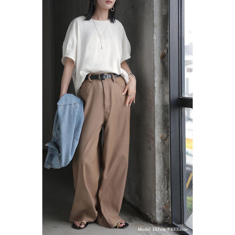 Tシャツ 汗ジミ軽減 綿100 レディース トップス ロング ティーシャツ チュニック プルオーバー オーバー ビッグ クルーネック コットン | HUG.U | 24