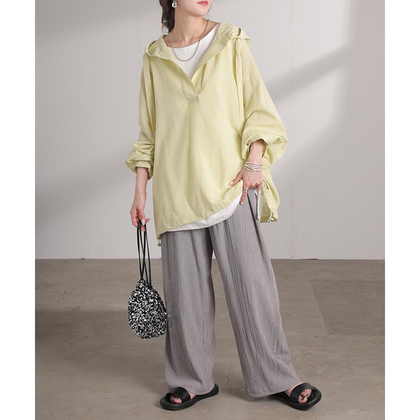 パンツ 楊柳 ルームウェア レディース ワイドパンツ ロング ロングパンツ パジャマ 部屋着 イージーパンツ ストレート ボトムス ずぼん | HUG.U | 05
