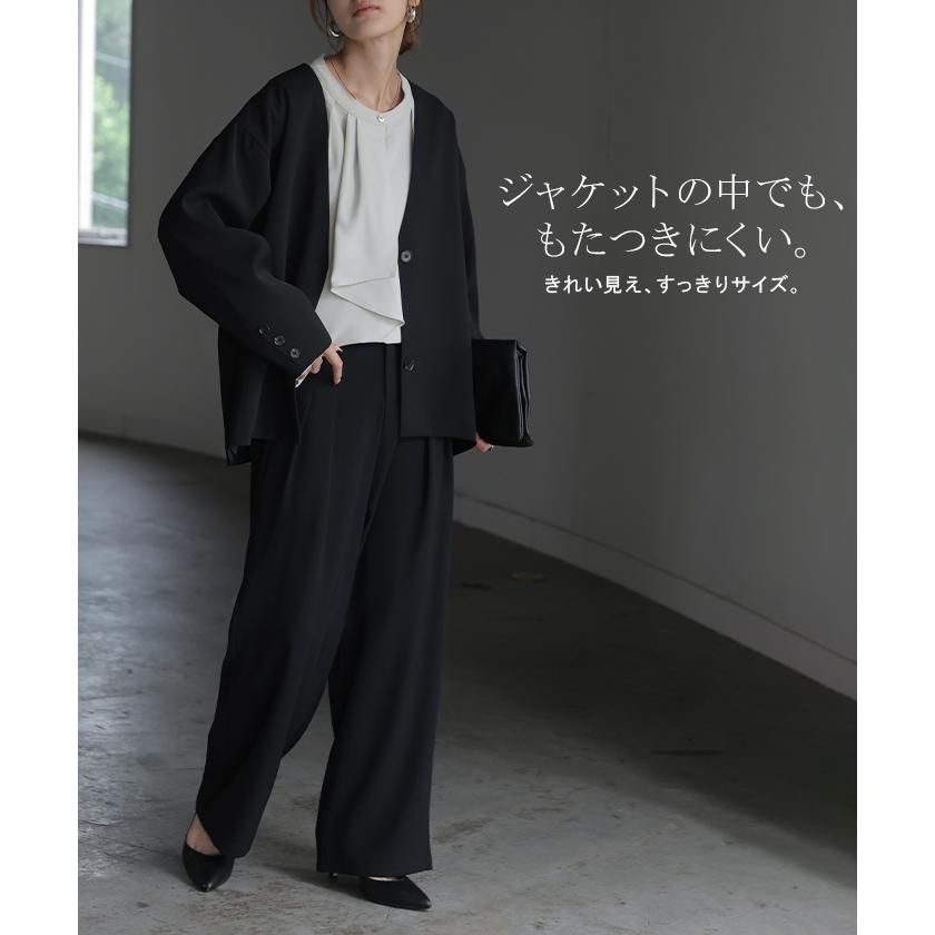ブラウス ボウタイ フリル レディース トップス シャツ ロング ボウタイブラウス チュニック フリルブラウス プルオーバー 長袖 無地 透けにくい | HUG.U | 08