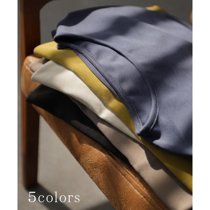 ロンT リップル トップス レディース 長袖 Tシャツ ロング カットソー チュニック 凹凸 無地 チュニック シワになりにくい ドロップショルダー | HUG.U | 15