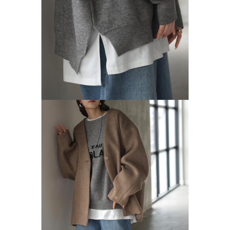 カットソー ロンT 選べる3タイプ ボックス裾 短め裾 ラウンド裾 レイヤード レディース トップス 長袖 Tシャツ ロング ティーシャツ | HUG.U | 14