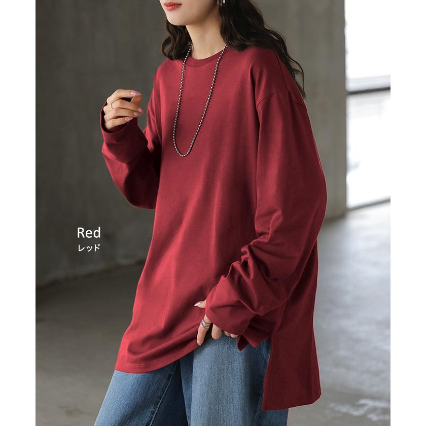 カットソー ロンT 選べる3タイプ ボックス裾 短め裾 ラウンド裾 レイヤード レディース トップス 長袖 Tシャツ ロング ティーシャツ | HUG.U | 11