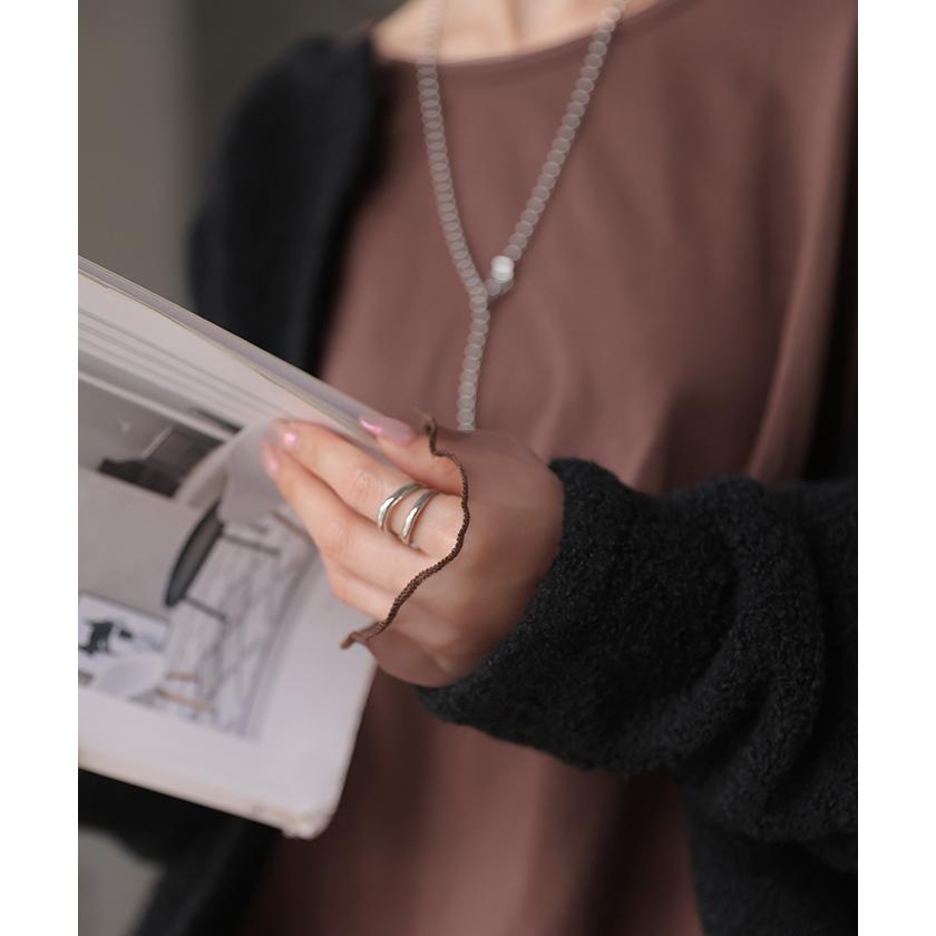 インナー シアー レイヤード ロンT レディース トップス ロング Tシャツ カットソー プルオーバー 重ね着 透け オーガンジー チュニック | HUG.U | 17
