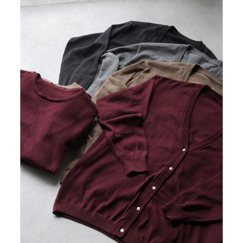ニット Tシャツ アンサンブル レディース トップス 2点セット ニットT Vネック カーディガン 長袖 半袖 クルーネック ゆったり ロング | HUG.U | 23