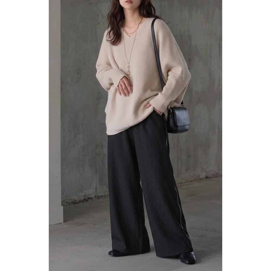 パンツ サイドライン ストライプ レディース ロング ワイドパンツ ロングパンツ ラインパンツ ボトムス ボトム ストレート ズボン ハイウエスト | HUG.U | 15