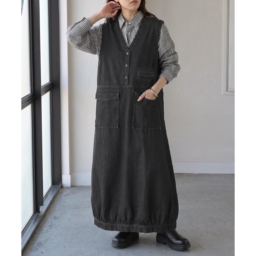 ワンピース ロング デニム ジャンスカ レディース スカート サロペット ジャンパースカート ロングワンピース デニムワンピース オーバーオール | HUG.U | 07