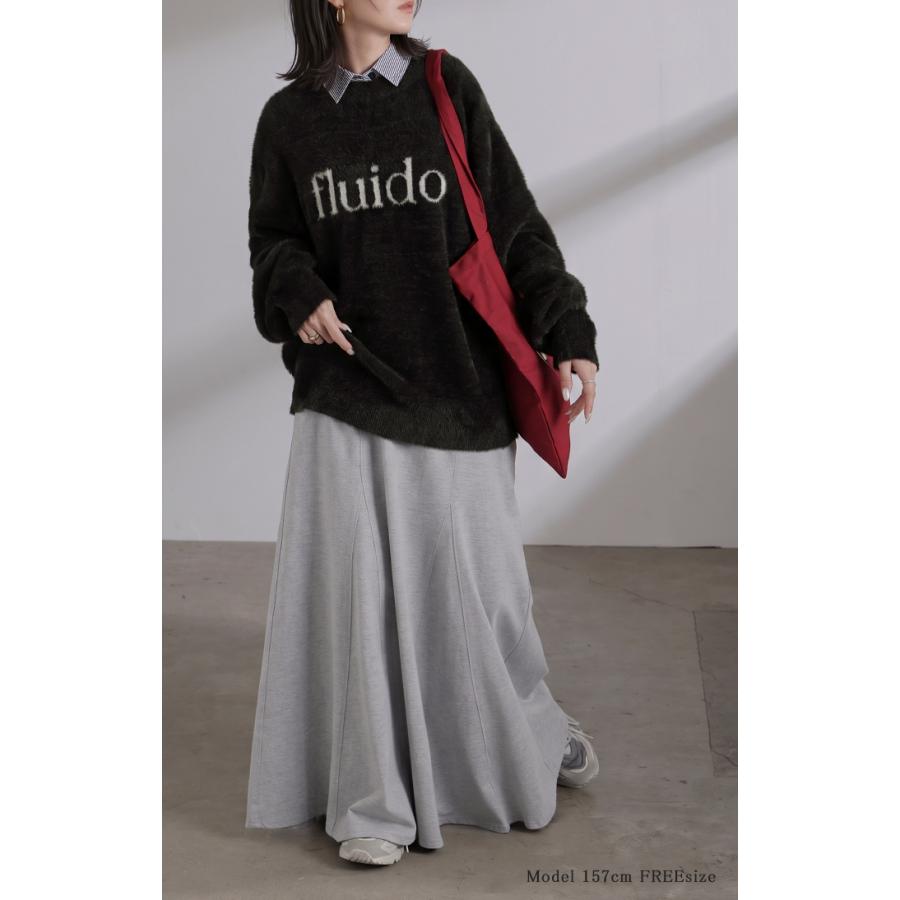 ニット ロゴ シャギー レディース トップス セーター プルオーバー フェザー ヤーン ジャガード ゆったり オーバーサイズ 体型カバー 大きいサイズ あったか | HUG.U | 08