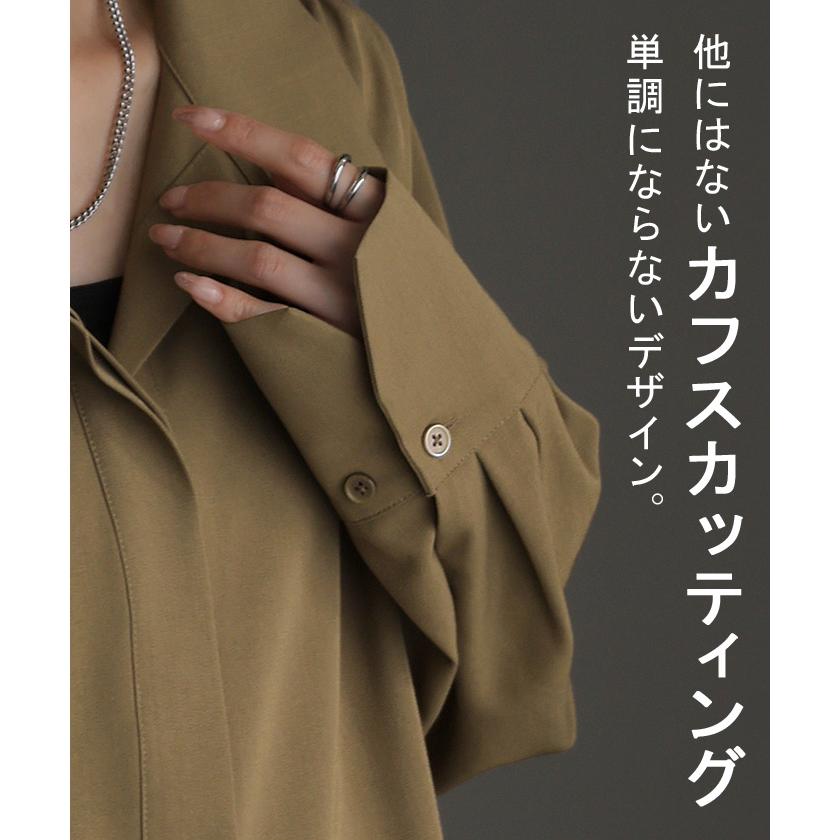 シャツ ブラウス 2WAY 襟 レディース トップス ハイネック タートルネック Vネック チュニック 長袖 無地 ゆったり オーバーサイズ 体型カバー 大きいサイズ | HUG.U | 17