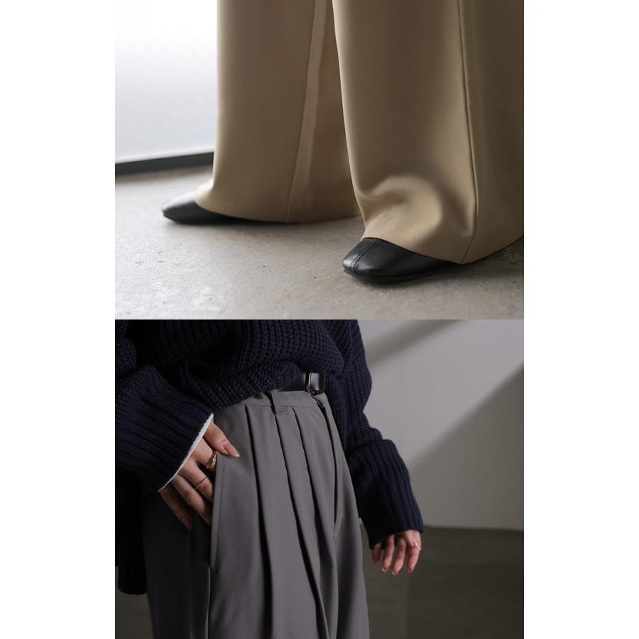 パンツ ワイドパンツ シワになりにくい レディース ボトムス ロング スラックス ロングパンツ タックパンツ ワイドパンツ ハイウエスト ウエストゴム 選べる丈 | HUG.U | 20