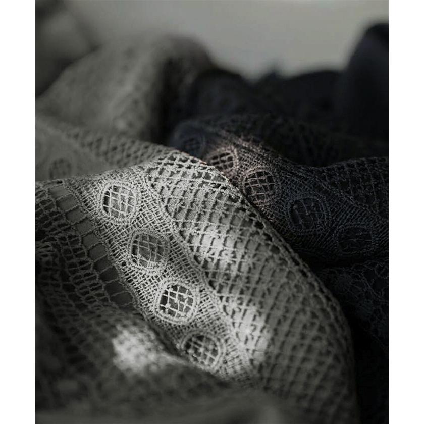 ワンピース ロング 袖レース レディース ワンピ ロングワンピース Aライン マキシ マキシワンピース レース 刺繍 異素材 Vネック タック | HUG.U | 15