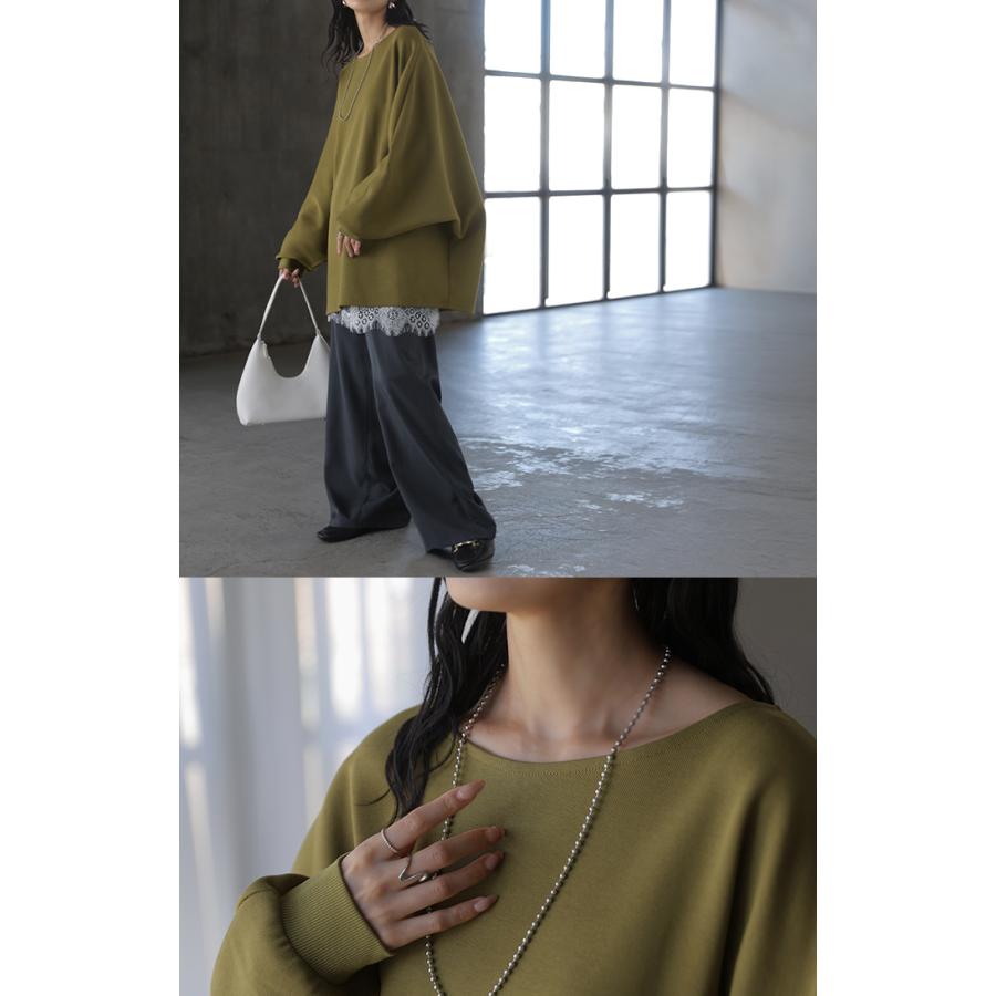 ロンT ドルマン Tシャツ トップス レディース サカリバ モモンガ プルオーバー カットソー ロング ビッグ ボートネック オーバーサイズ ストレッチ | HUG.U | 20