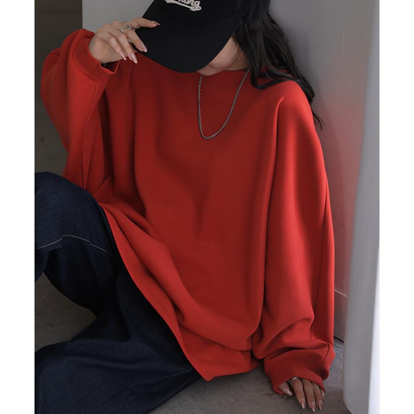 ロンT ドルマン Tシャツ トップス レディース サカリバ モモンガ プルオーバー カットソー ロング ビッグ ボートネック オーバーサイズ ストレッチ | HUG.U | 11