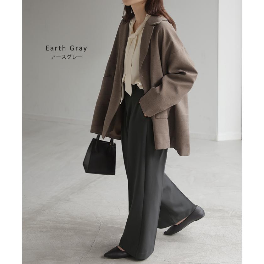 パンツ 裏起毛 ワイド レディース ワイドパンツ ボトムス ボトム シワになりにくい ストレート センタープレス ハイウエスト カットジョーゼット スラックス | HUG.U | 25