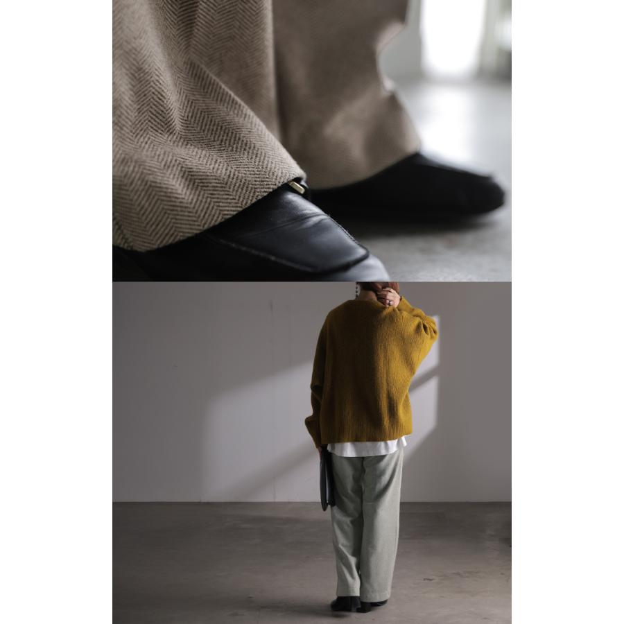 パンツ ワイド ヘリンボーン レディース ワイドパンツ ロング ロングパンツ 柄パンツ スラックス センタープレス 微起毛 ボトムス ストレート ハイウエスト | HUG.U | 21