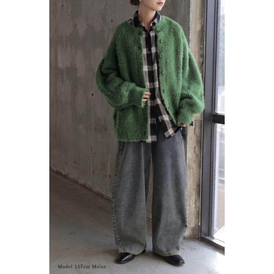 デニム パンツ バレルレッグ レディース ボトムス ワイドパンツ ジーパン デニムパンツ ベルト付き ウエストゴム ロング ロングパンツ ワイド ステッチ | HUG.U | 04
