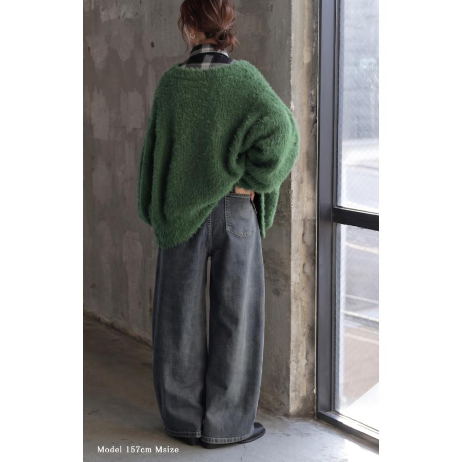 デニム パンツ バレルレッグ レディース ボトムス ワイドパンツ ジーパン デニムパンツ ベルト付き ウエストゴム ロング ロングパンツ ワイド ステッチ | HUG.U | 10