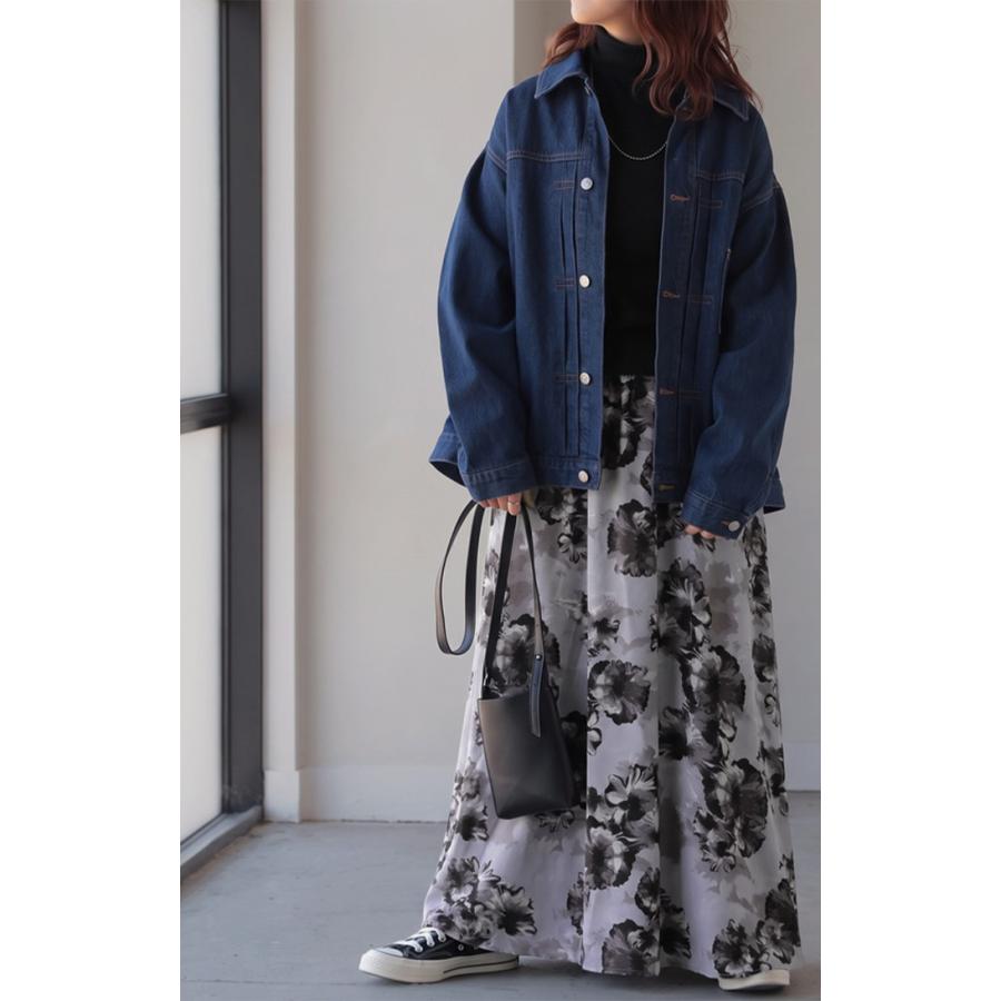 スカート 花柄 レディース ボトムス ロングスカート ロング フレアスカート フレア 総柄 大花柄 フラワー プリント Aライン ギャザー ハイウエスト ウエストゴム | HUG.U | 14