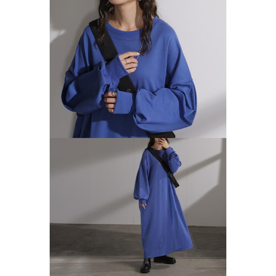ワンピース Tシャツ以上スウェット未満 ロンT スウェット 綿100 レディース ワンピ ロング ロングワンピース フレア マキシ トレーナー | HUG.U | 15