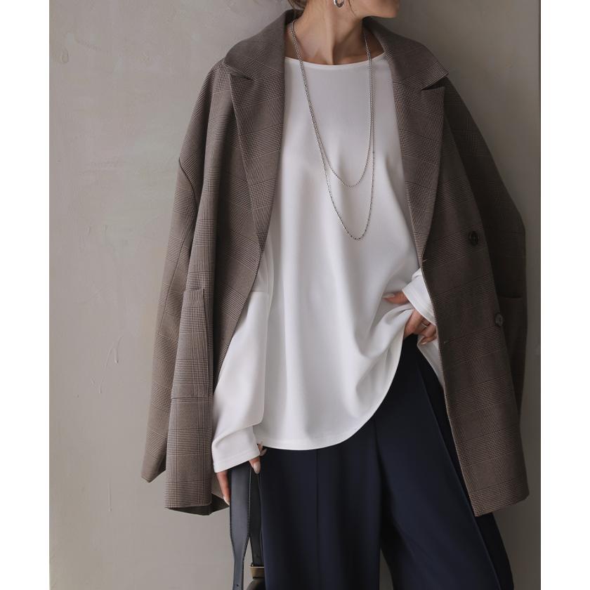ロンT ブラウス ドルマン レディース トップス Tブラウス カットソー ロング Tシャツ 長袖 カットジョーゼット クルーネック シワになりにくい ノンアイロン | HUG.U | 12