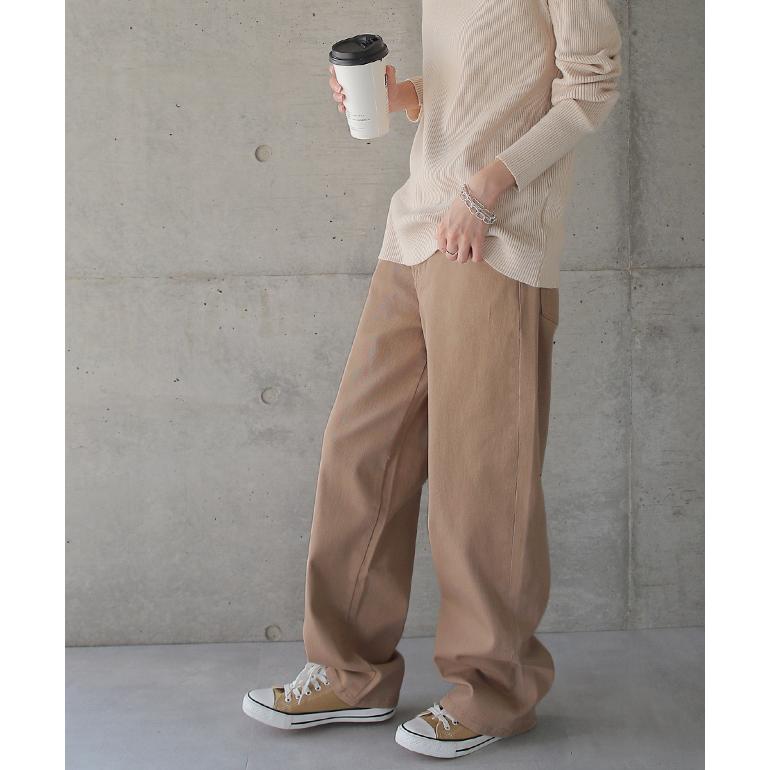 パンツ レディース ストレートパンツ ストレッチ チノパン ゆったり 白 黒 | HUG.U | 21