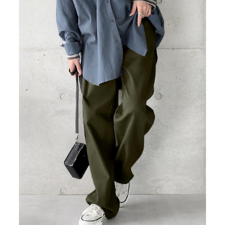 パンツ レディース ストレートパンツ ストレッチ チノパン ゆったり 白 黒 | HUG.U | 10