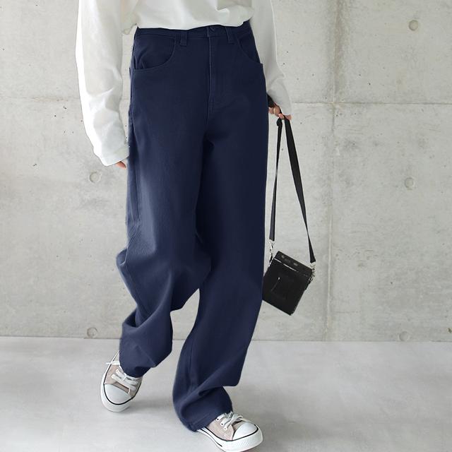 パンツ レディース ストレートパンツ ストレッチ チノパン ゆったり 白 黒 | HUG.U | 11