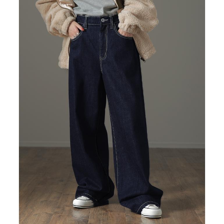 デニム レディース パンツ ワイドパンツ ストレート ジーンズ デニムワイドパンツ ボトムス | HUG.U | 09