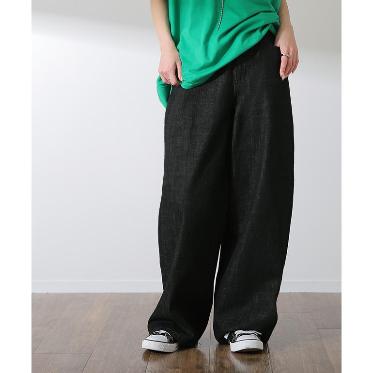 デニム レディース パンツ ワイドパンツ ストレート ジーンズ デニムワイドパンツ ボトムス | HUG.U | 09